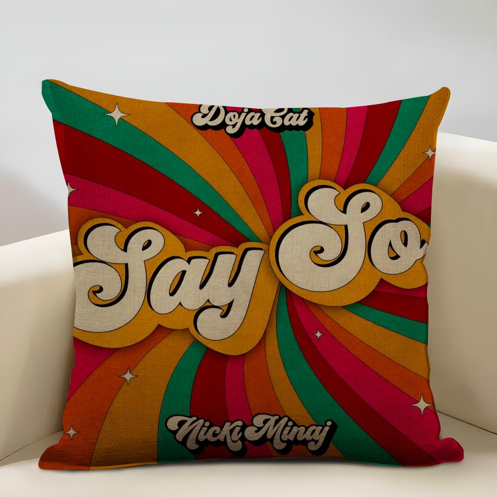 Doja Cat Album Cushion Cover Household Decoration Linen Sofa Cushion Cover: Skin-Friendly & Breathable with Invisible Zipper