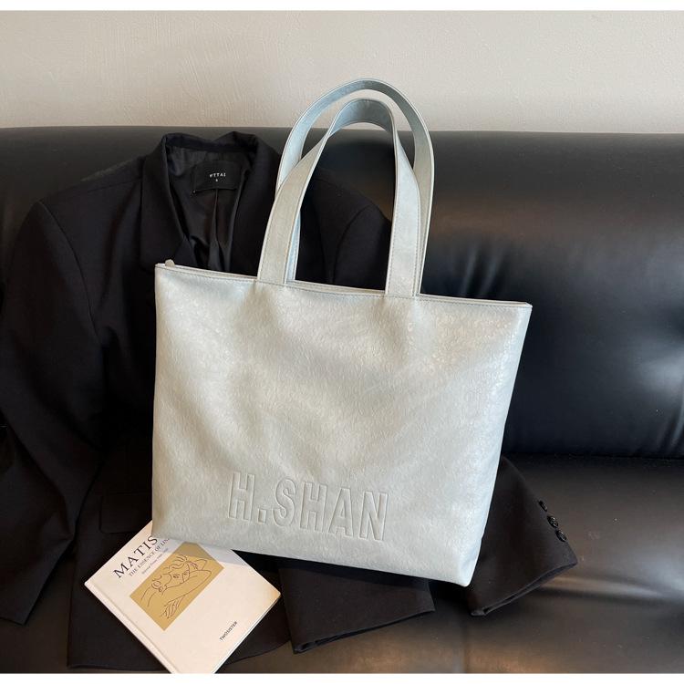 Versatile simple shoulder big bag, casual college student commuter tote bag, new large-capacity bag