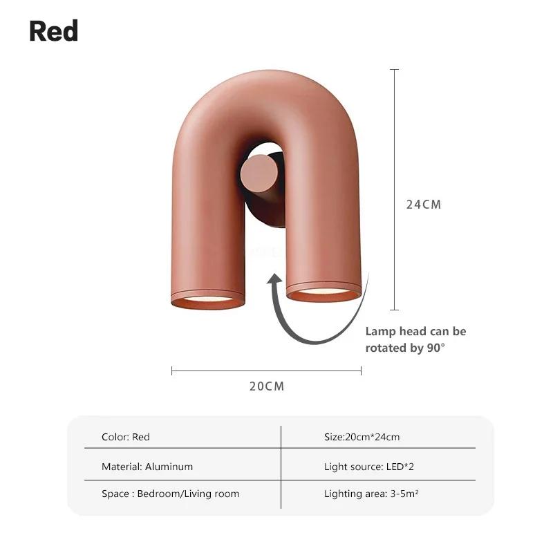 Nordic LED Wall Light U Shaped Art Lamps For Bedroom Bedside Living Room Corridor TV Background Home Indoor Simple Decor Fixture