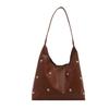 Womens Big Pu Shoulder Bag With Rivet Details Design For Street Style Fashion And Commuting