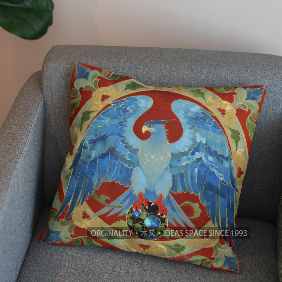 2D Blue Eagle Decorative Cushion Cover For Home Pattern Cushion Cover Suitable For Sofa Bedroom Car Pillow Cover