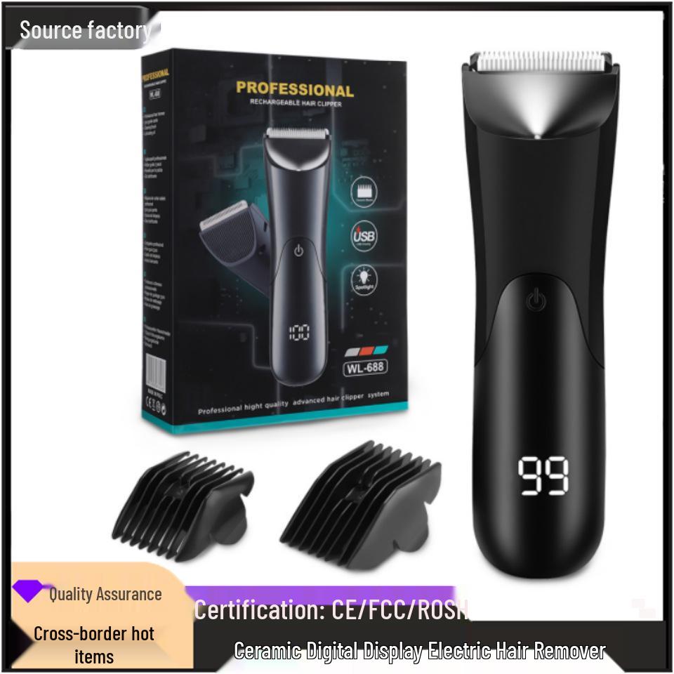 Rechargeable Smart Digital Display Men's Electric Shaver with Ceramic Blades for Whole Body