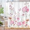 Beautiful Watercolour Botanical Floral Shower Curtain Pink Blue Floral Home Polyester Shower Curtains Bathroom Decor with Hooks