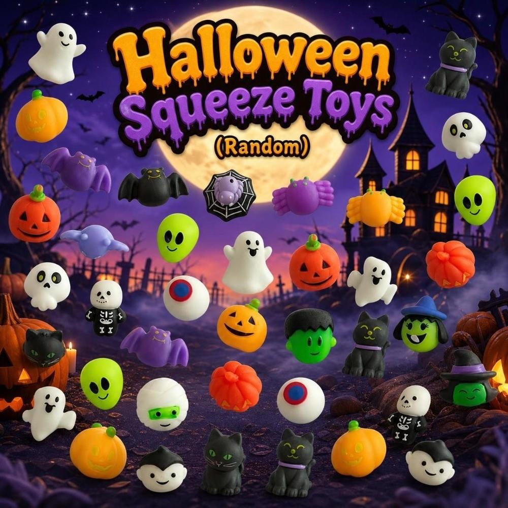 24/36Pcs/Set Mini Ghost Squishy Toy Random Realistic Pumpkin Pinch TPR Fidget Toy Set Party Favor
