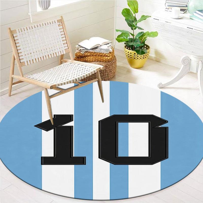 Lionel Messi Round Area Rug,Carpet Rug for Living Room Bedroom Sofa Playroom Decor,Non-slip Floor Mat