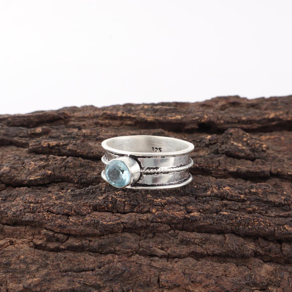 Sky Blue Topaz Gemstone Ring, Handmade Gorgeous Jewelry, 925 Sterling Silver Jewelry, Bohemian Ring For Wedding Gift