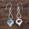 Rare Swiss Blue Topaz Gemstone 925 Solid Silver Jewelry Handmade Earrings 2.50" EE-132-9