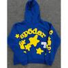 Felpa Sp5der Oversize Spessa in Pile con Stampa a Foglia Ragnatela Design Uomo Inverno Casual