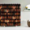 3D-gedruckte Badezimmergardinen Nordischer Retro-Stil Bücherregal Duschvorhang mit Haken Heimdekoration Wasserdichtes Gewebe Duschwand