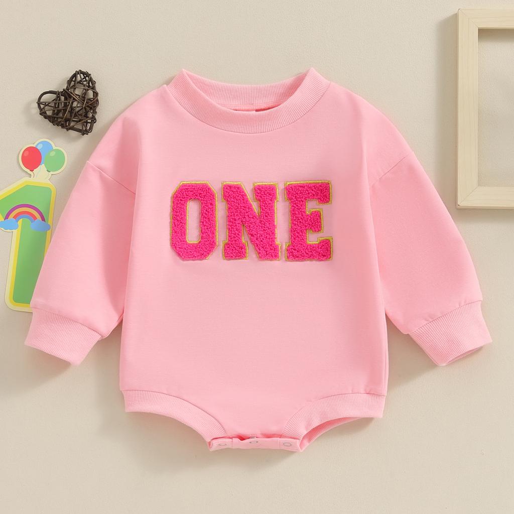 Kleinkind Baby Sweatshirt Strampler Buchstabenstickerei Langarm Jumpsuit für Neugeborenes Mädchen Junge Niedliche Kleidung