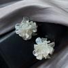Trending Resin White Flower Stud Earring Fashion Party Korean Weave Statement Earrings Jewelry For Woman Gifts New