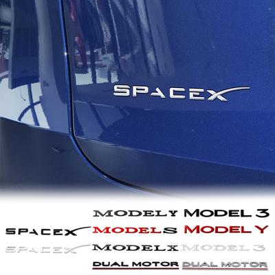 1Pcs Car Styling ABS Letter Logo Rear Trunk Badge Sticker For SpaceX Model 3 Model Y Model S X DUAL MOTOR Replacement Coil