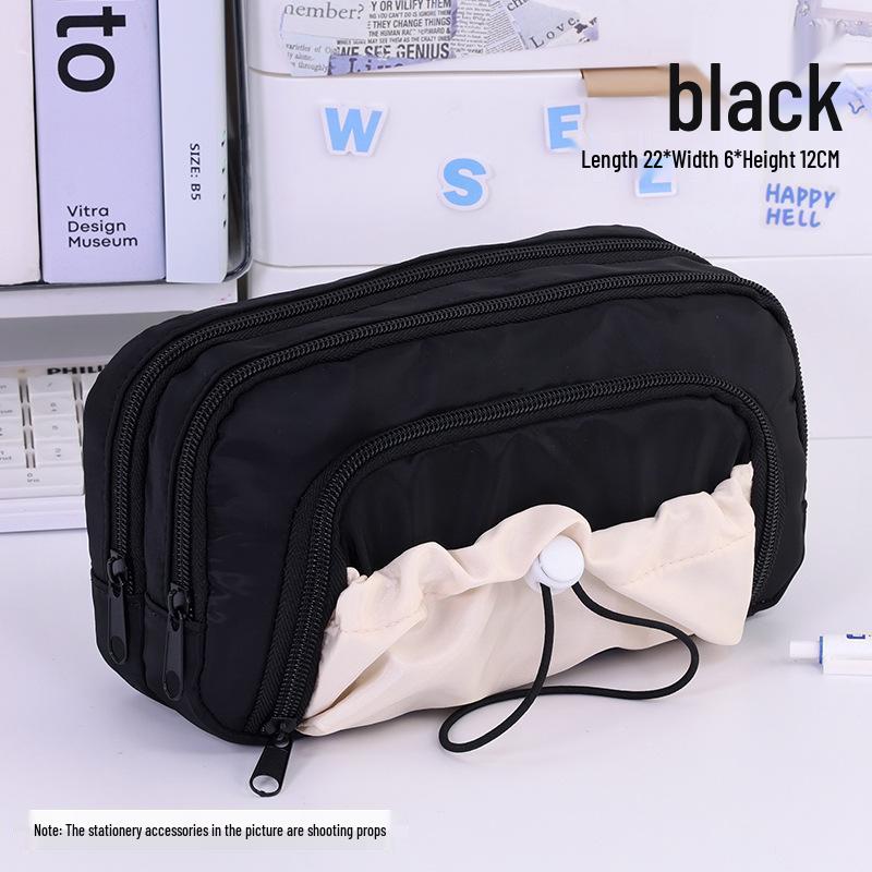 Five-Layer Large-Capacity Pencil Case for Girls - Simple, Stylish, Drawstring Design for Primary and Middle School Students