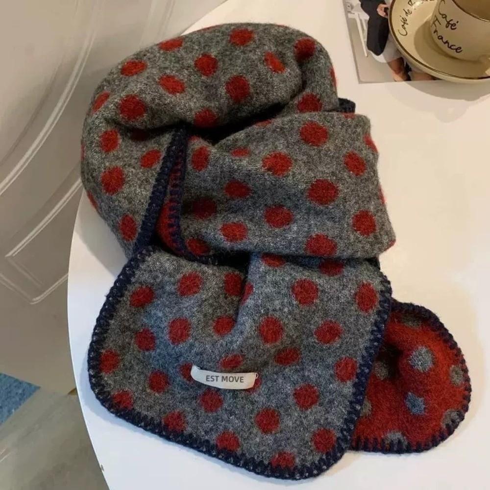 Lightweight Polka Dot Scarf Korean Style Winter Shawl Retro Wool Scarf  Autumn Winter