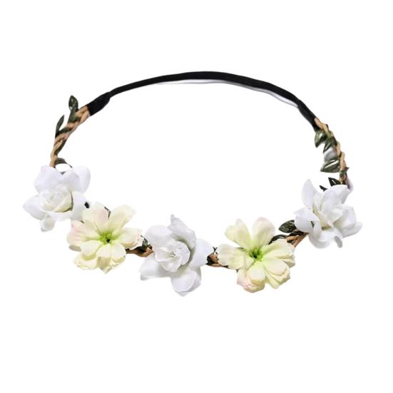 Bridal Flower Crown Boho Artificial Flower Crown Elastic Strap Hair Wreath Holiday Wedding Floral Headband for Bridesmaids Flower Girls