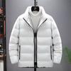 Men's Casual Solid-color Stand-up Collar Cotton-padded Jacket, Men's Thick And Warm Long-sleeved Coat With Added Cotton