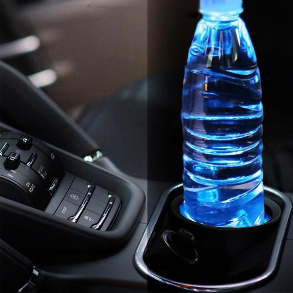 Cup Holder Lights LED Car Accessories 7 Color Changing Rechargeable Ambient Light Pad for Truck SUV Vehicle Interior Decoration