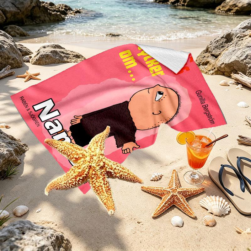 Custom Name Personalized Alfons Aberg Print Beach Towel, for Trip Camping Beach Party Home Decor, Birthday Gift for Family & Friends