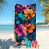 1pc Floral Collection Oversized Soft Printed Beach Towel - Vibrant Cartoon-Style Floral Pattern, Lightweight Super Fine Fiber