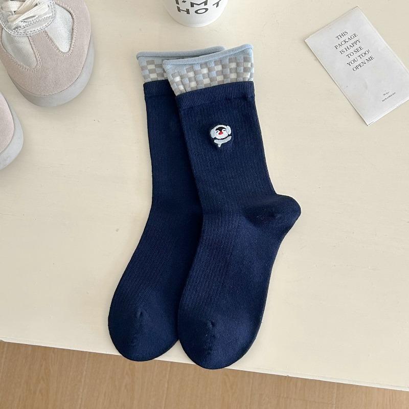 Niedliche Pinguin-Socken für Damen, Wadenlange Socken, Cartoon-Beflockte Tiere, Knochenlose Frottee-Baumwollsocken für Herbst und Winter