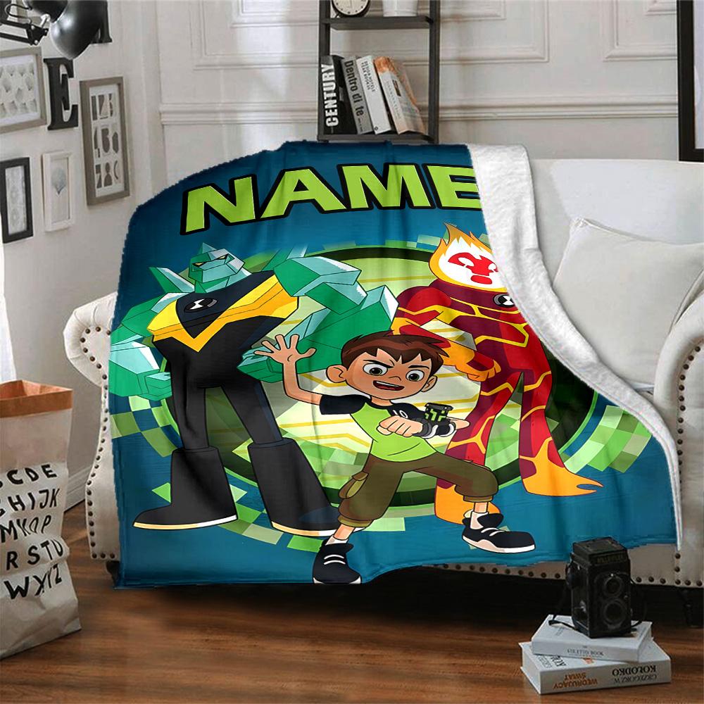 Customizable Ben10 Throw Blanket – Personalized Name, All-Season Cozy Snug Blanket, Machine Washable, Personalized Blanket