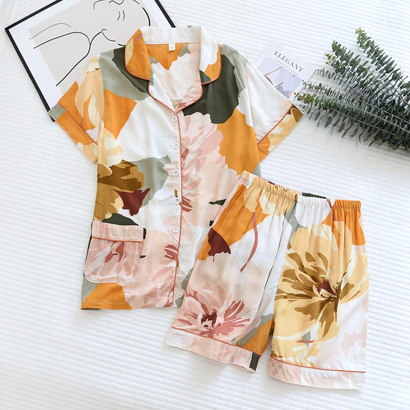 Women's Summer Short Sleeve Pajama Set - Loose Fit, Plus Size, Two-Piece with Shorts