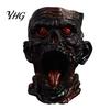 Spooky Desktop Storage Gothic Skull Pen Holder, Realistic Zombie Head Makeup Brush Organizer, Large Capacity Unique Halloween Ornament Container,