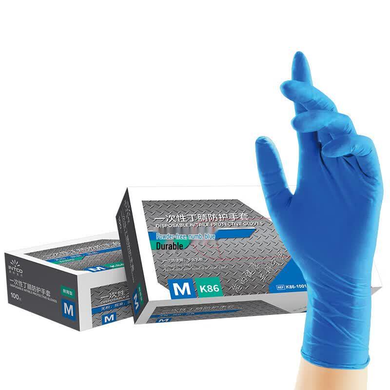 INTCO K86 Durable Blue Nitrile Protective Gloves