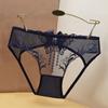Thin Bowknot  Lace Hollow Briefs Low Waist Butterfly Embroidery Mesh Thong  Women