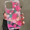 Retro Blue Pink Flower Applies To Apple 16promax Mobile Phone Case 15plus Transparent 14 Space Case 13 Airbag 12