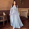 Retro Style Long Sleeved Folding Dress High Waisted Slim Fit Temperament High Quality White Dresses 2026