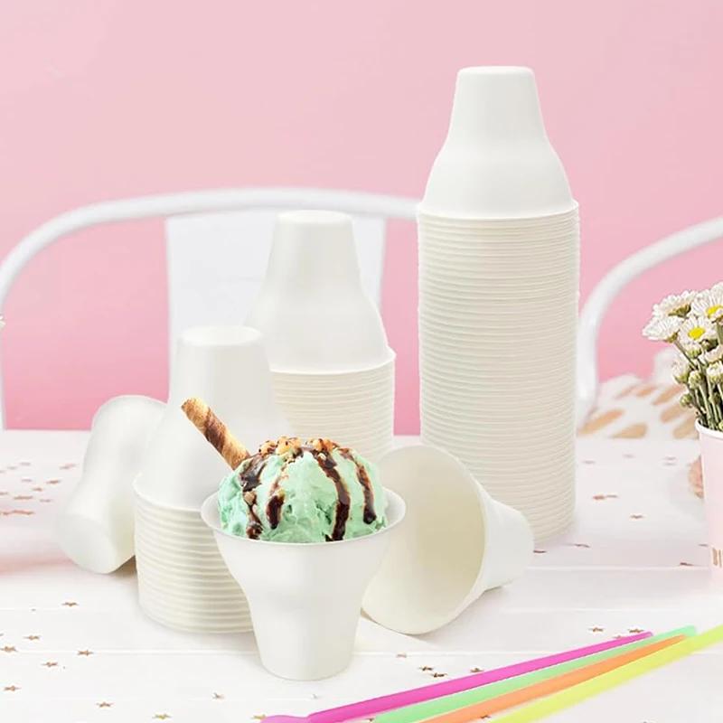 20/50Pcs Snow Cone Paper Cups, Disposable Cups for Snack Ice Cream Food Desserts, Paper Cups for Wedding Birthday Party