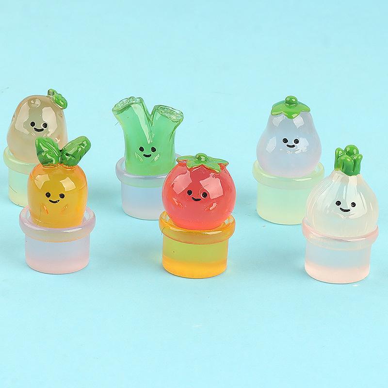 Noctilucent Moss Vegetable Potted Plant Landscape Miniature Figurines Ornament Diy Doll House Decoration Car Ornament Gifts