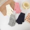 Winter Faux Rabbit Fur Knit Gloves for Women - Plush, Warm, Velvet-Lined, Five-Finger Design, Cute for Students and Ins Style