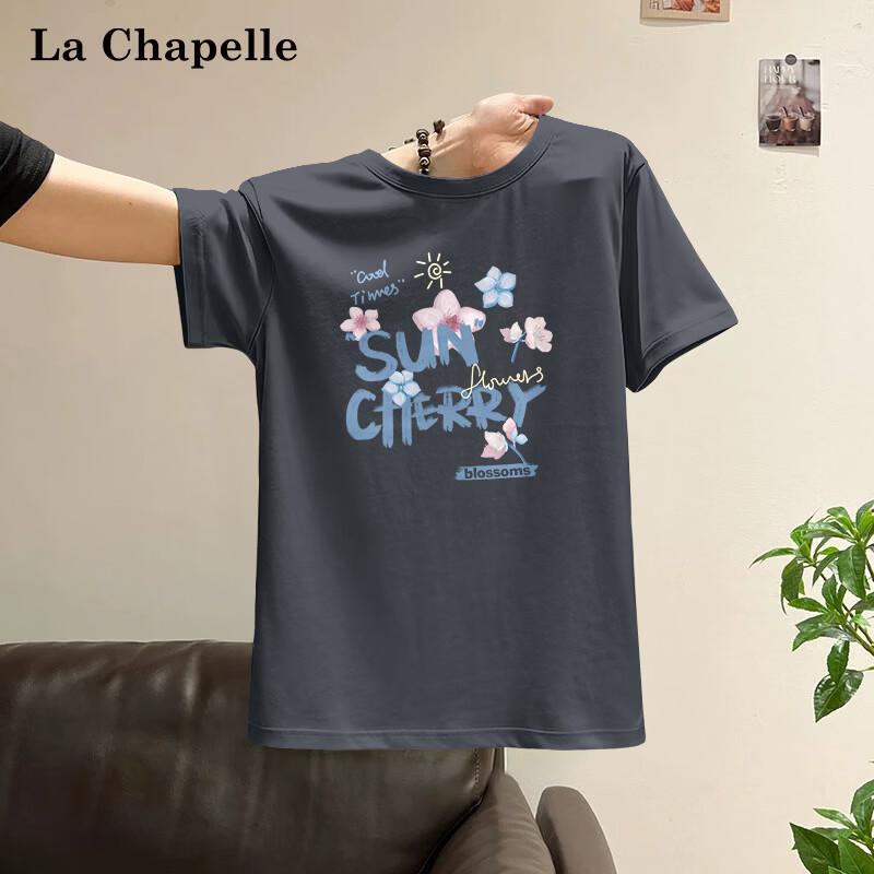 La Chapelle Women s Japanese Style Printed Pure Cotton Loose T-Shirt XL