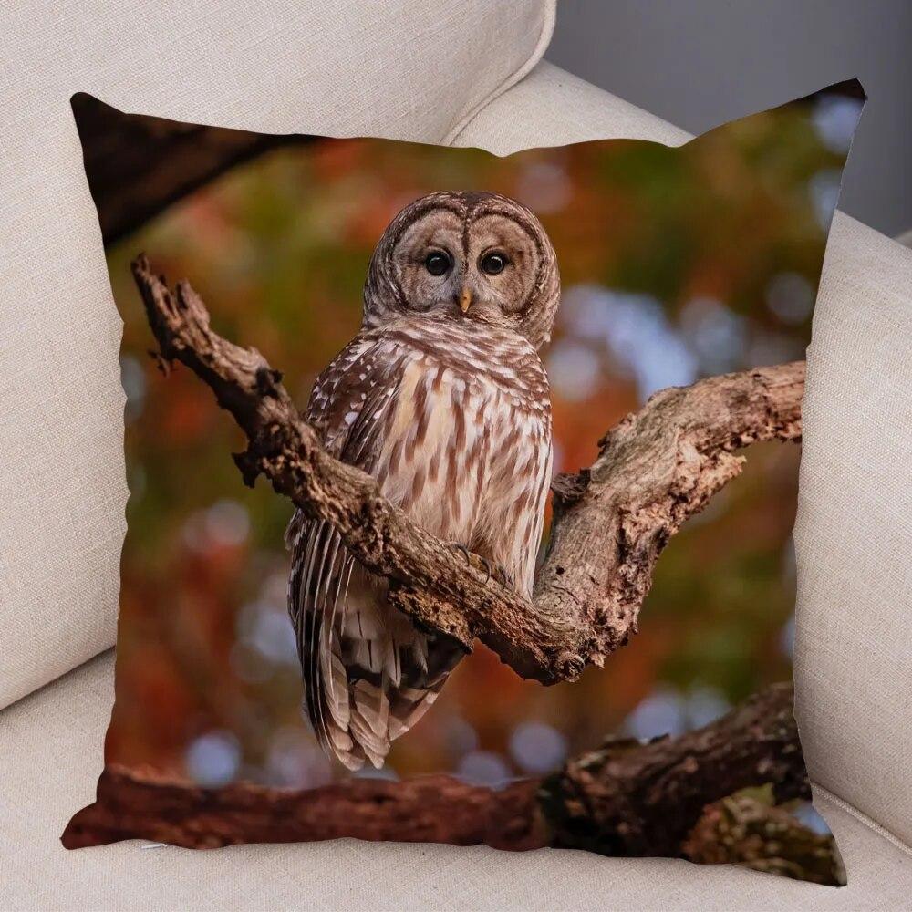 Cute Animal Pillowcase Wild Owl Cushion Cover Decorative Pillowcase Sofa Home Children's Room