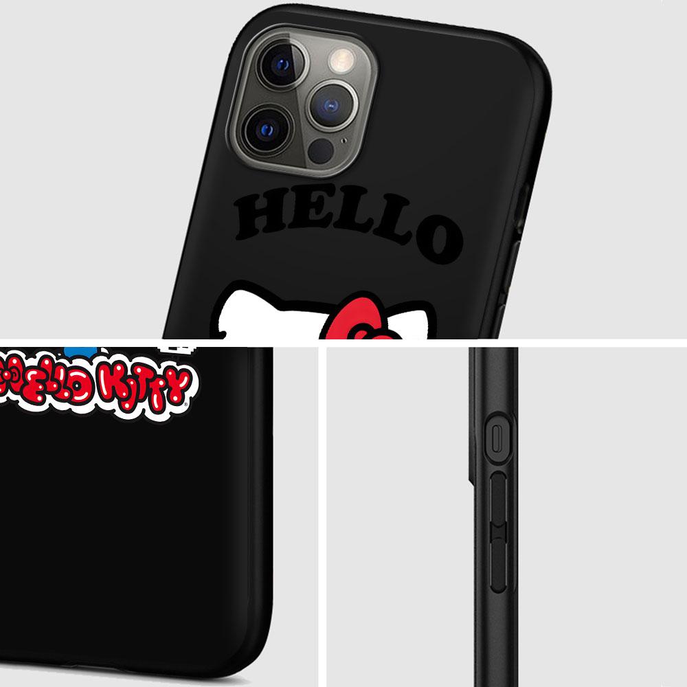 Hello Kitty Cartoon Case for Apple iPhone 13 14 Plus 11 12 Mini 15 Pro Max 7 8 SE 2020 X XS XR Silicone Black Soft Phone Cover