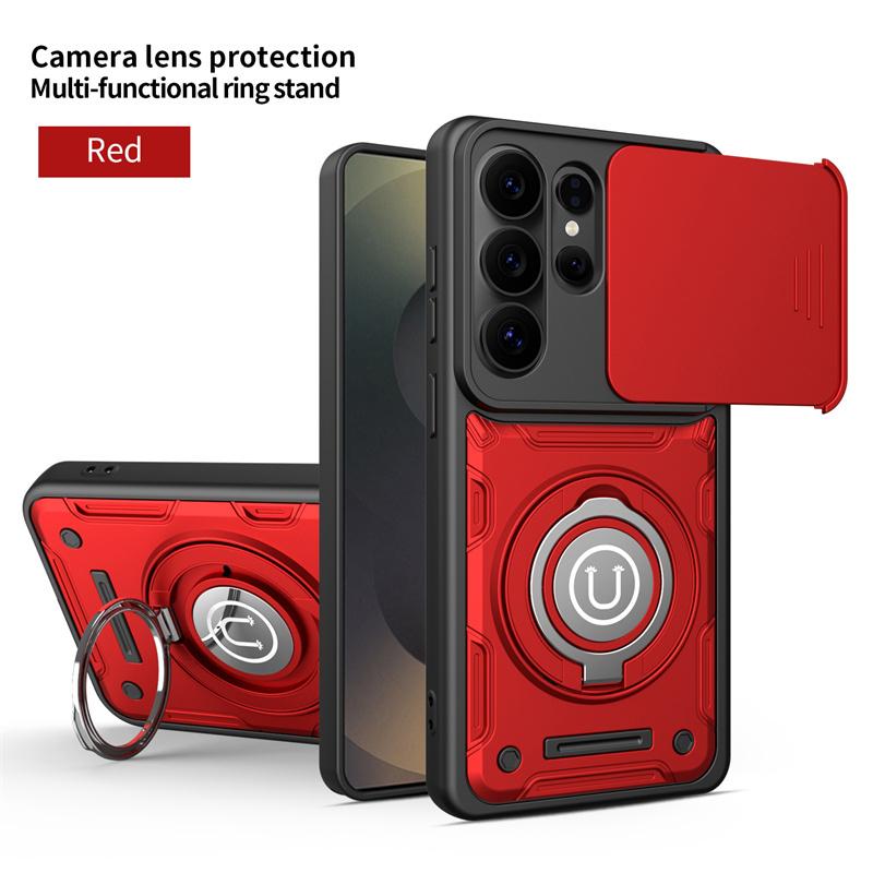 Shockproof Armor Case For Samsung S26 Ultra 5G Slide Camera Protection Fundas For S 26 Plus S26Ultra Magnetic Holder Ring Cover