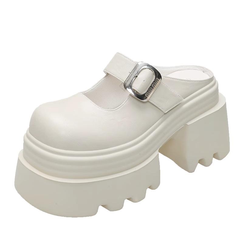 High-heeled Mary Jane bag head half slippers women's 2025 spring and summer new versatile small man height increase shallow mouth platform women's s