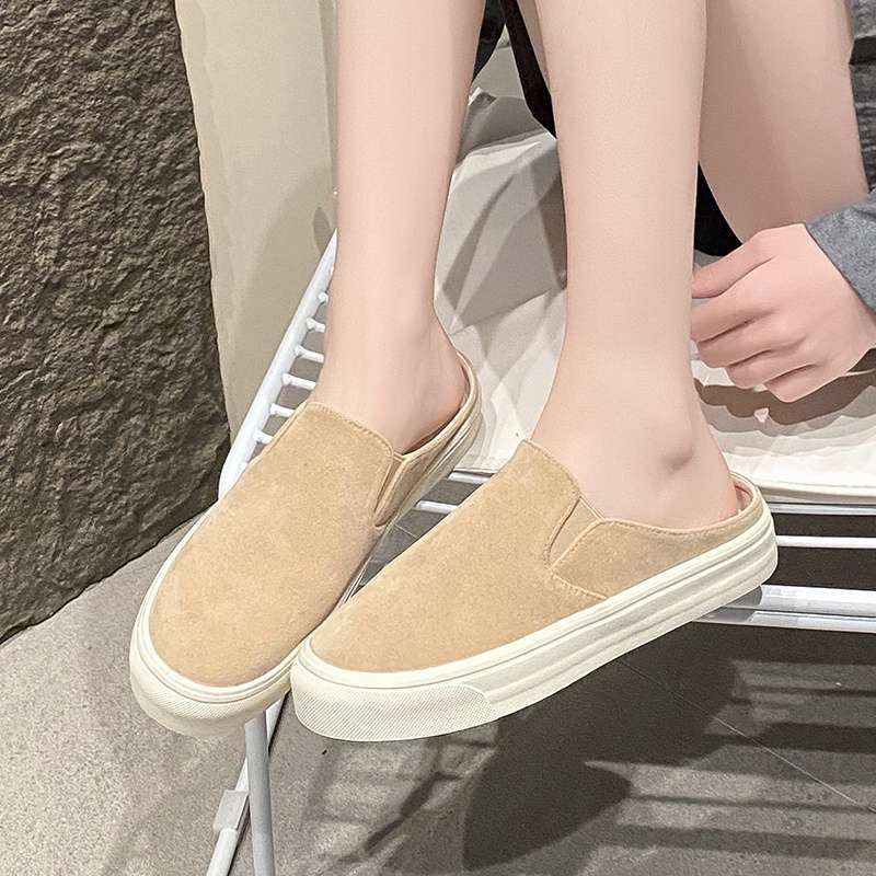 Par väska huvud haltofflor dam ytterkläder 2025 sommar nya mångsidiga mode avslappnade mjuk sula lätta canvas skor