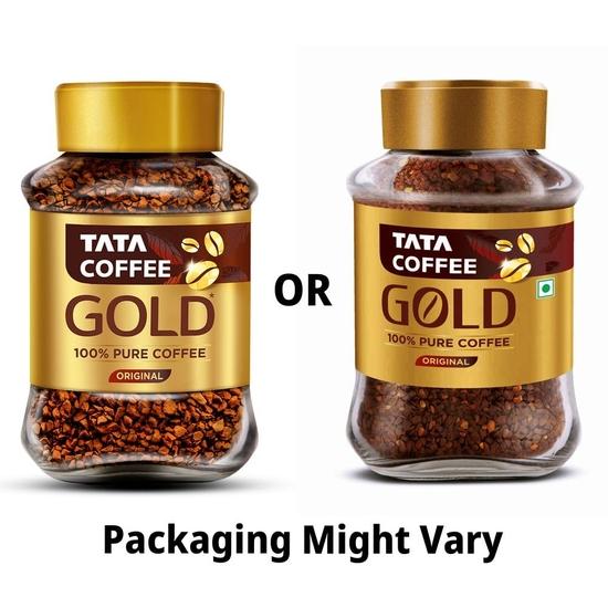 Tata Coffee Gold Original, Instant & Pure Coffee Jar, 90/95 Gm, Freeze-Dried, Rich & Strong, Specially Sourced Robusta And Arabica Bean