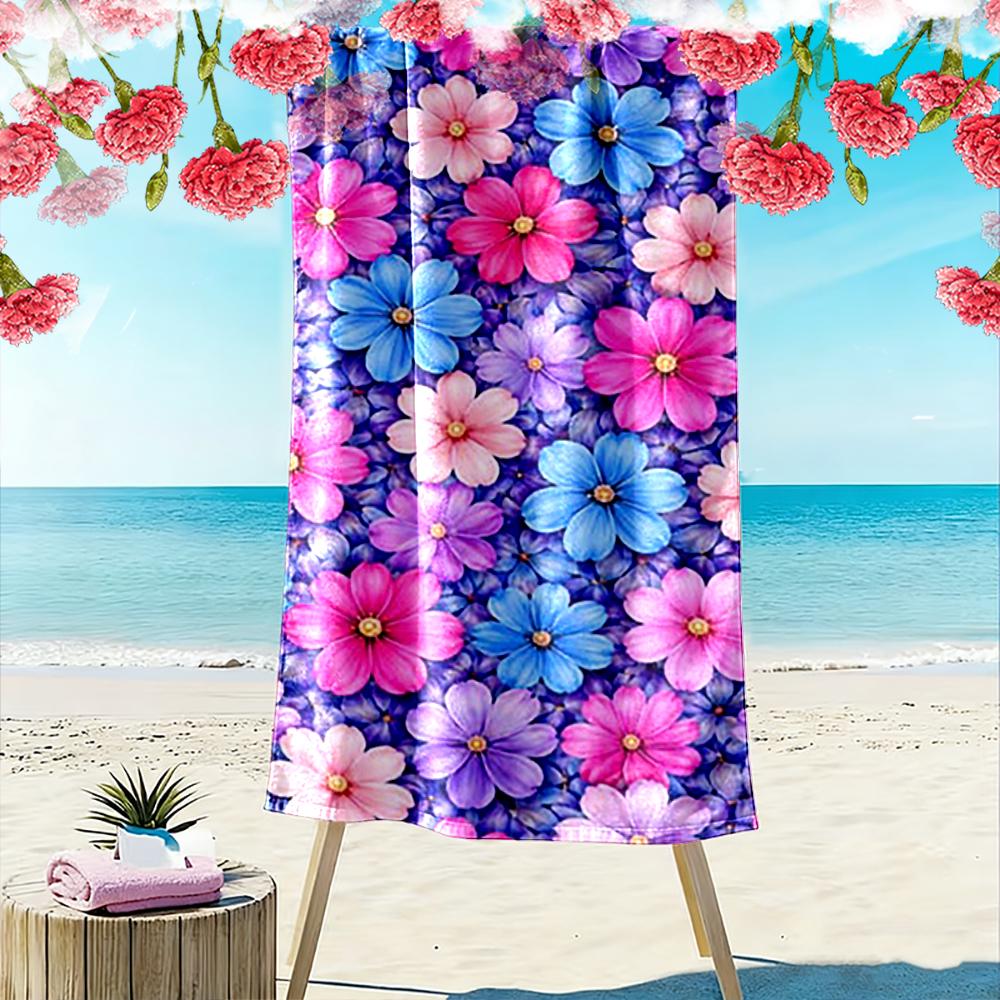 Colorful Floral Pattern Beach Towel Quick-drying for Travel Outdoor Sports Jogging Beach and Swimming
