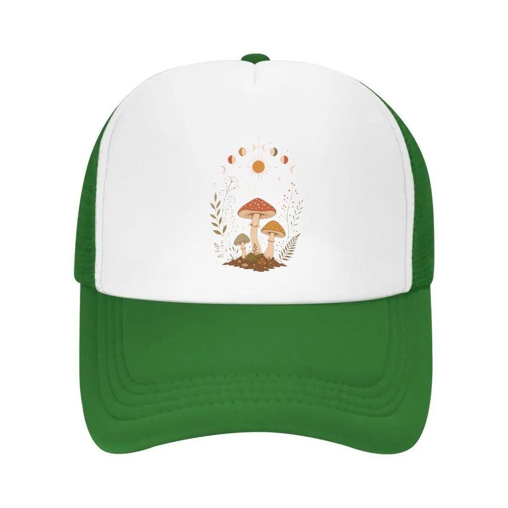 Boho Celestial Forest Mushroom Phase Mesh Baseball Cap Casual Hat Outdoor  For Womens Unisex FeUnisex