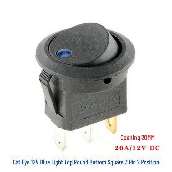 KCD1 Тумблер: Круглий, Підсвічений, 2/3/4-контактний, 2/3-позиційний, 6A 250V, Отвір 20 мм.