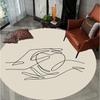Minimalist Lines Pattern Round Rug Modern Black Line Camera Design Soft Non-slip Carpet Living Room Bedroom Decor Floor Mat