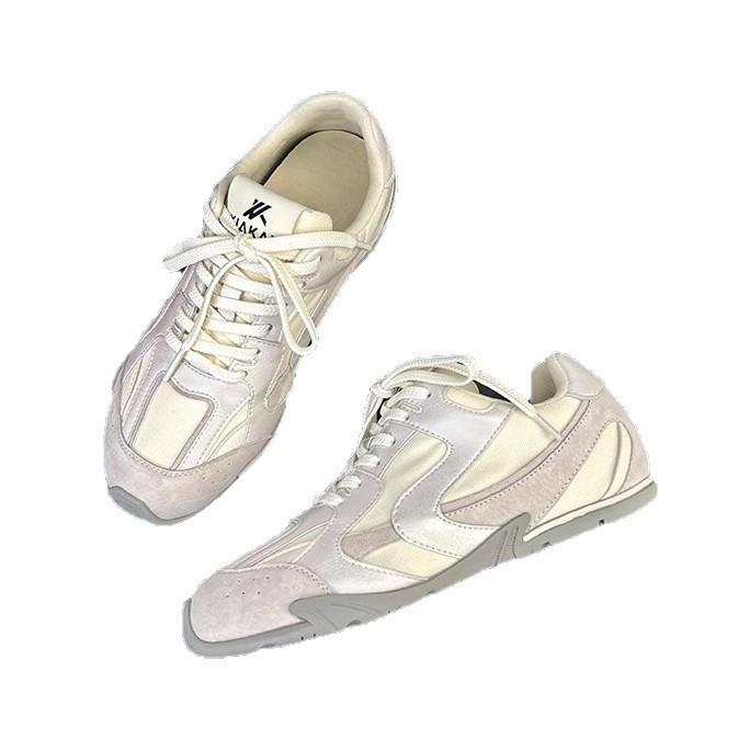 4CM Inner Height Increase Soft Leather Silver German Training Shoes Women's 2025 New Mesh Breathable Leisure Sports Hiking Forrest Gump Shoes