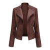 Stand-up Collar Leather Jacket Women's New Leather Jacket Women's Jacket Slim Thin Small Coat Women's Motorcycle Clothes