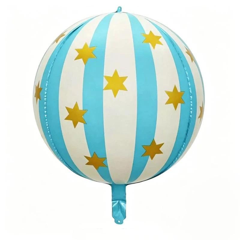 Round Star Striped Foil Balloon 1 Pcs Portable Easy Store Balloon for Family Gathering Birthday Home Decor