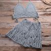 2025 Trendy European & American Hand-Crocheted Bikini Bandeau with Versatile Pleated Skirt Swimsuit