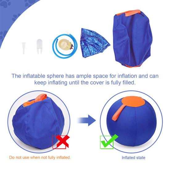 18 Inches Inflatable Calming Ball for Dogs Herding Ball with Cover Handle Tear-Resistant Dog Training Ball for Large Breeds Outdoor Active Play